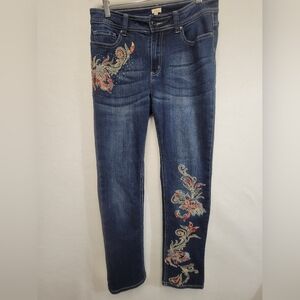 Reba Womens Size 6 Midrise Boot Cut Jeans with Embroidered And Beaded Design